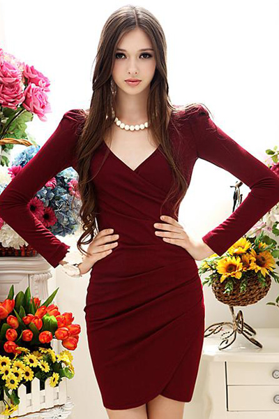 red dress long sleeve