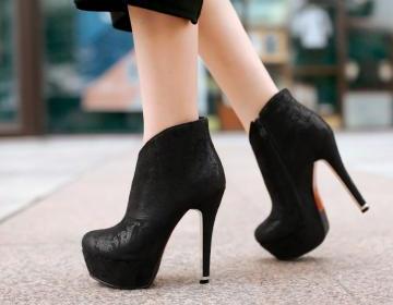 cheap black heel booties